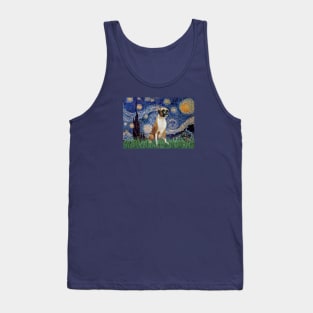 Starry Night (Van Gogh) Adapted to Feature a Boxer (natural ears) Tank Top